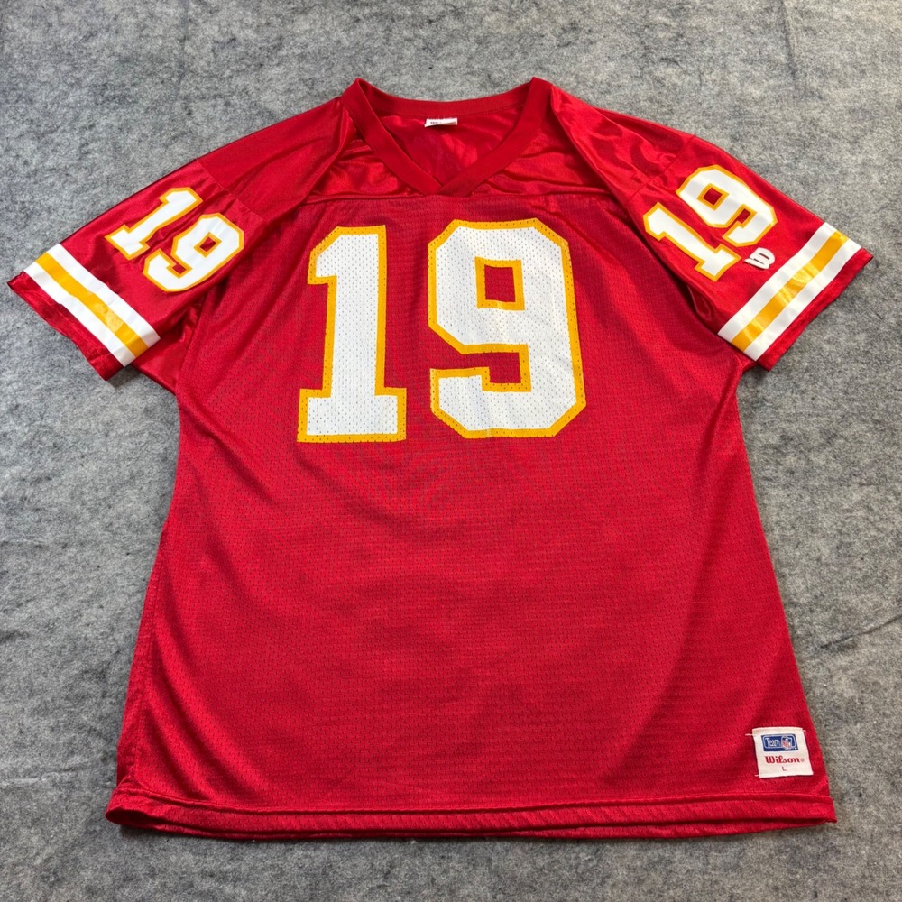 Vintage Wilson NFL Kansas City Chiefs Joe Montana 19 Jersey Red Mesh Mens L USA